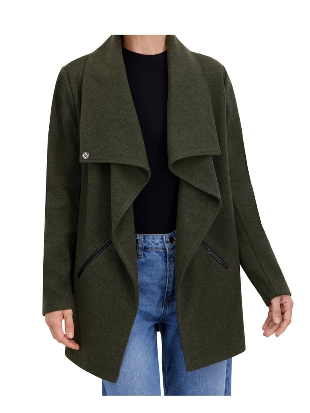 OL ITALIA Drape Collar Open Front Jacket size Medium